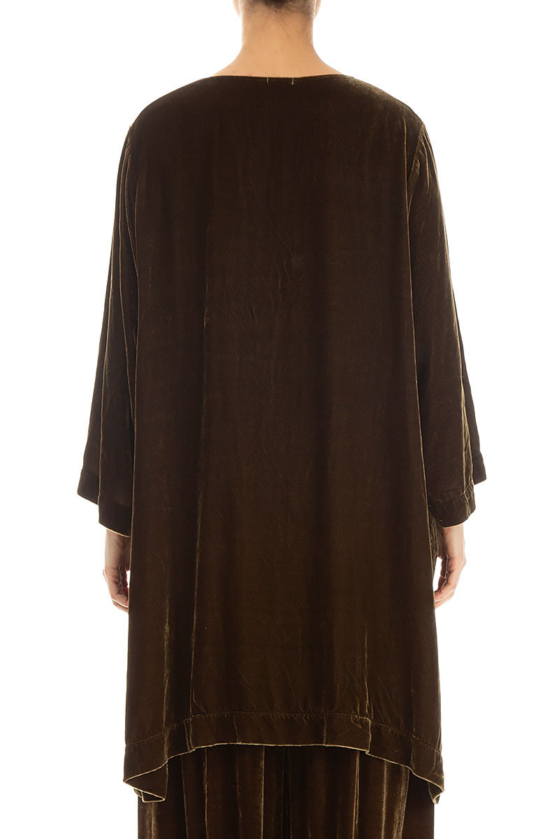 Two Pockets Golden Sage Silk Velvet Tunic 2