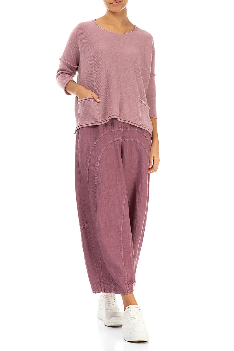 Two Pockets Mauve Pink Linen Jumper 4