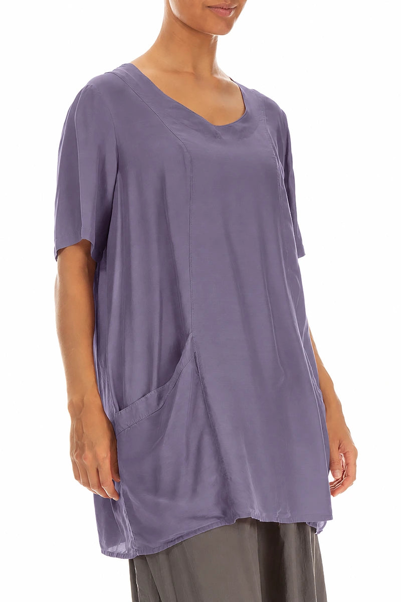 Two Pockets Purple Silk Bamboo Tunic 3