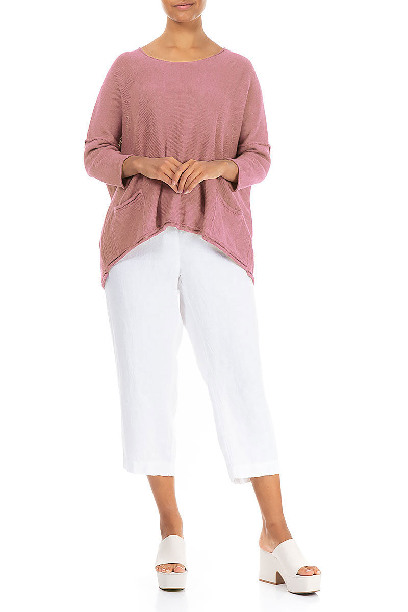 Two Pockets Rose Linen Jumper 4