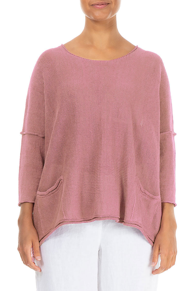 Two Pockets Rose Linen Jumper 1