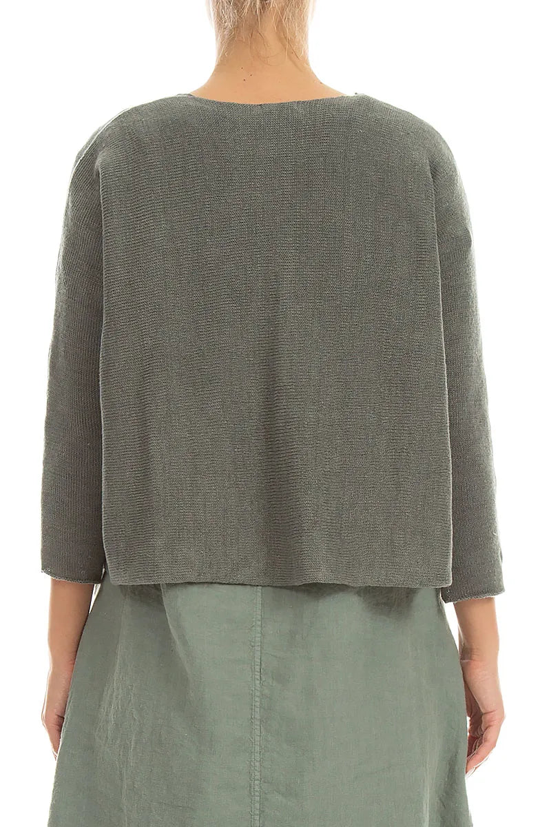 Two Pockets Sage Linen Cardigan 2