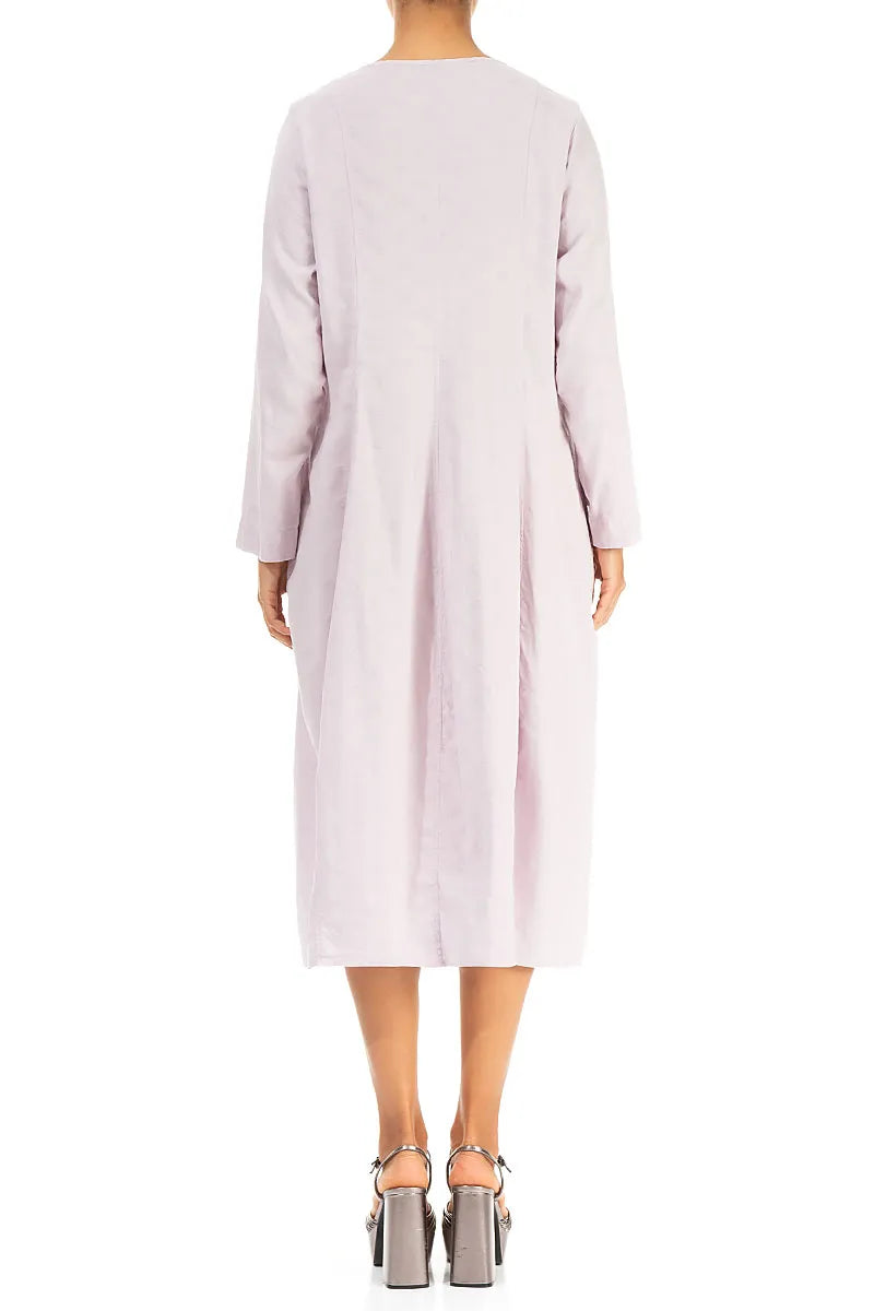 V-Neck Balloon Dotty Lilac Silk Dress 2