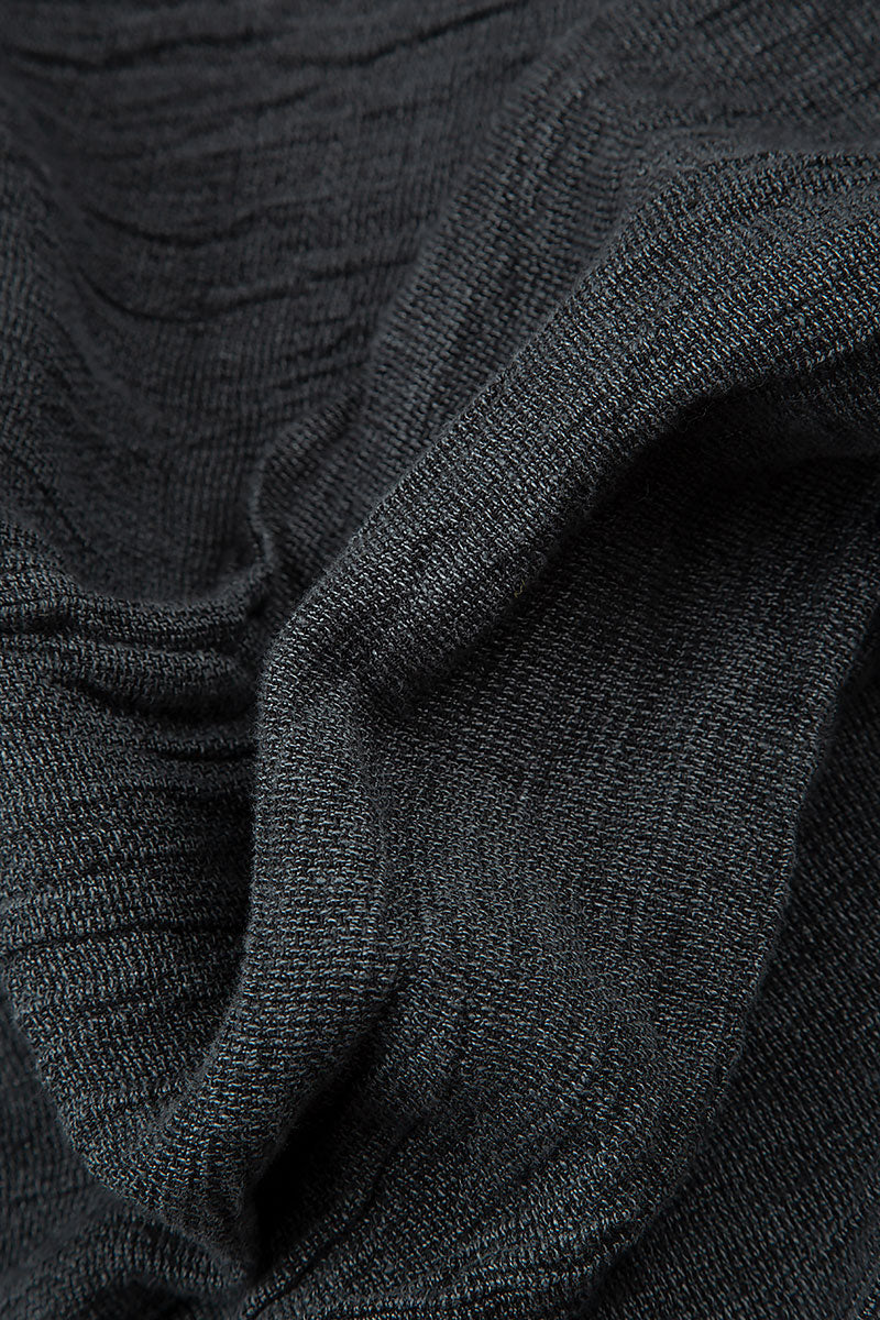 V-Neck Balloon Forest Grey Mélange Linen Dress 6