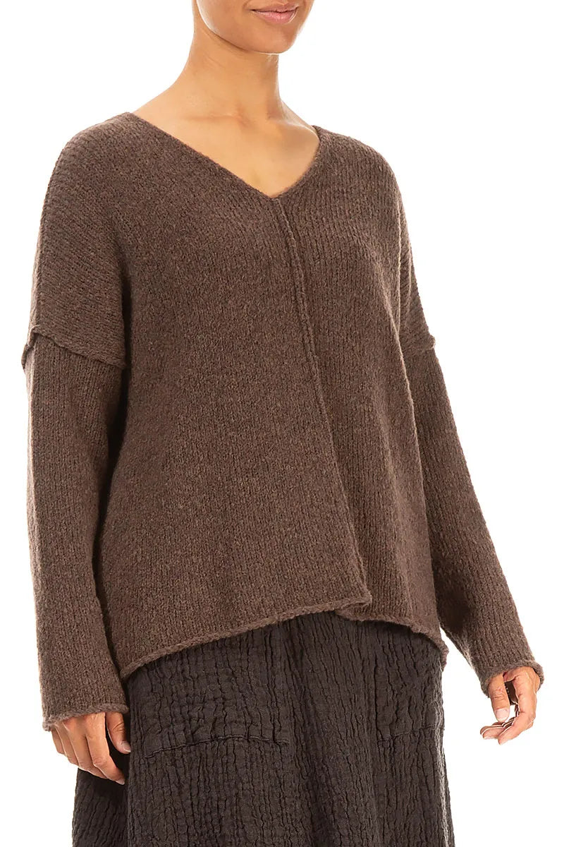 V-Neck Brown Wool Sweater 3