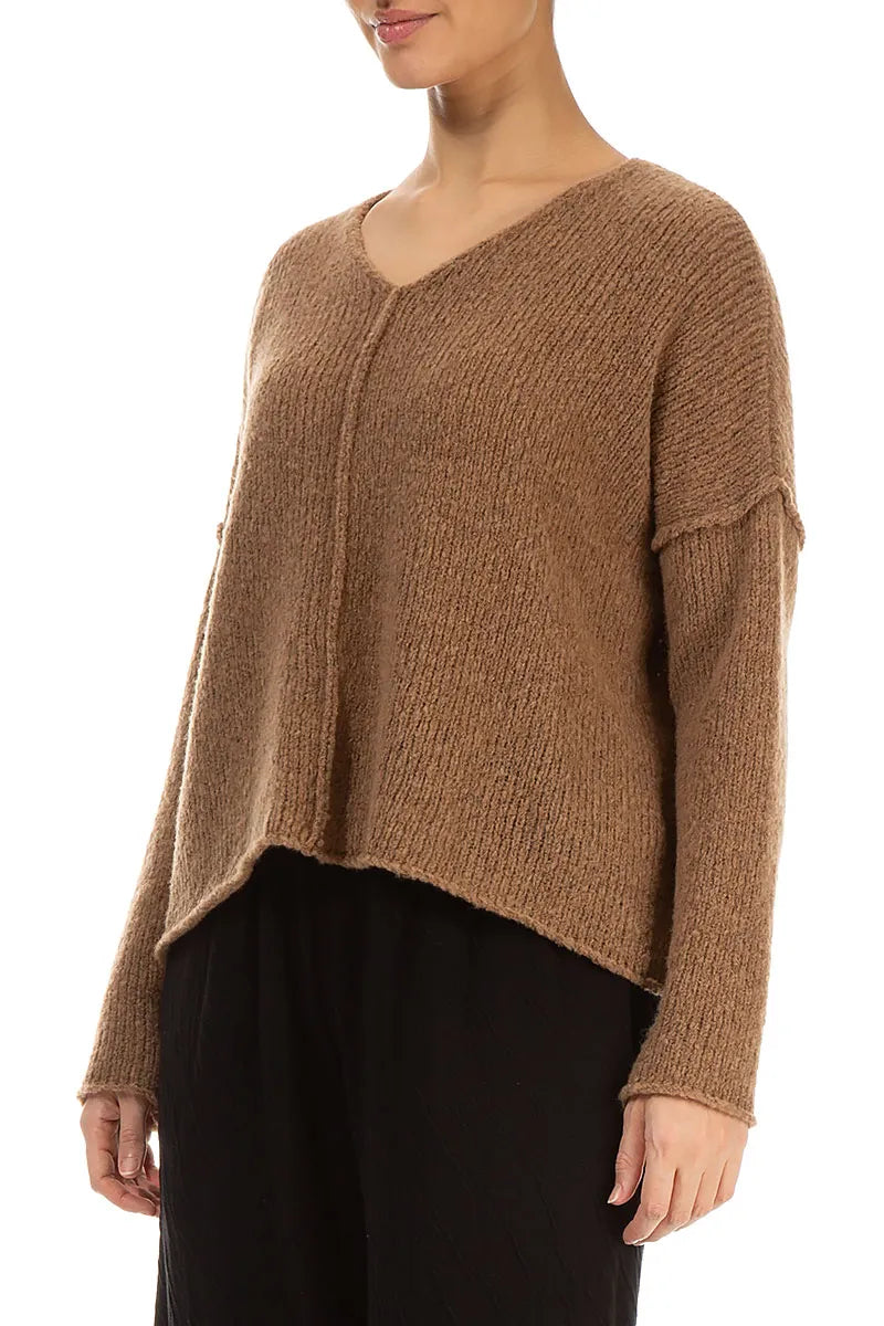 V-Neck Caramel Wool Sweater 3