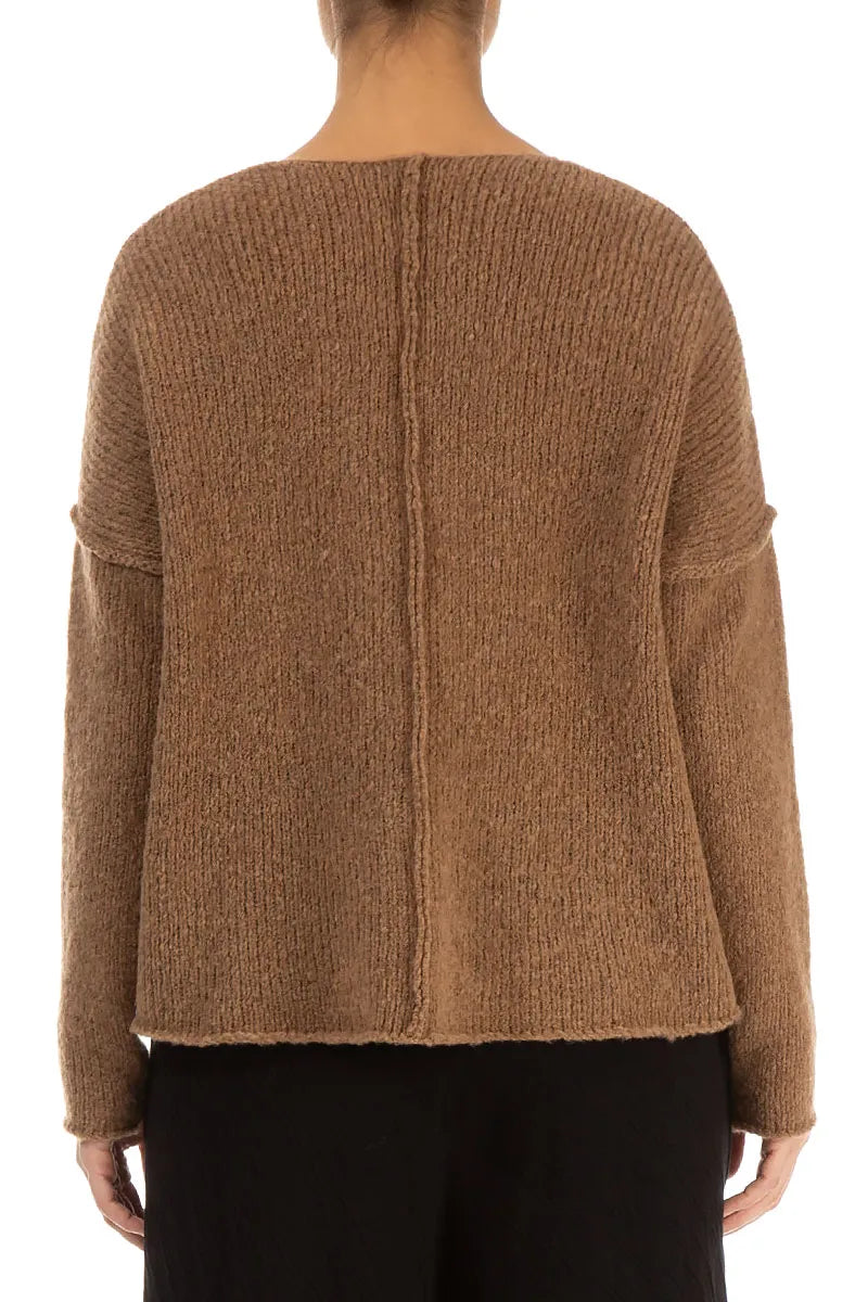 V-Neck Caramel Wool Sweater 2