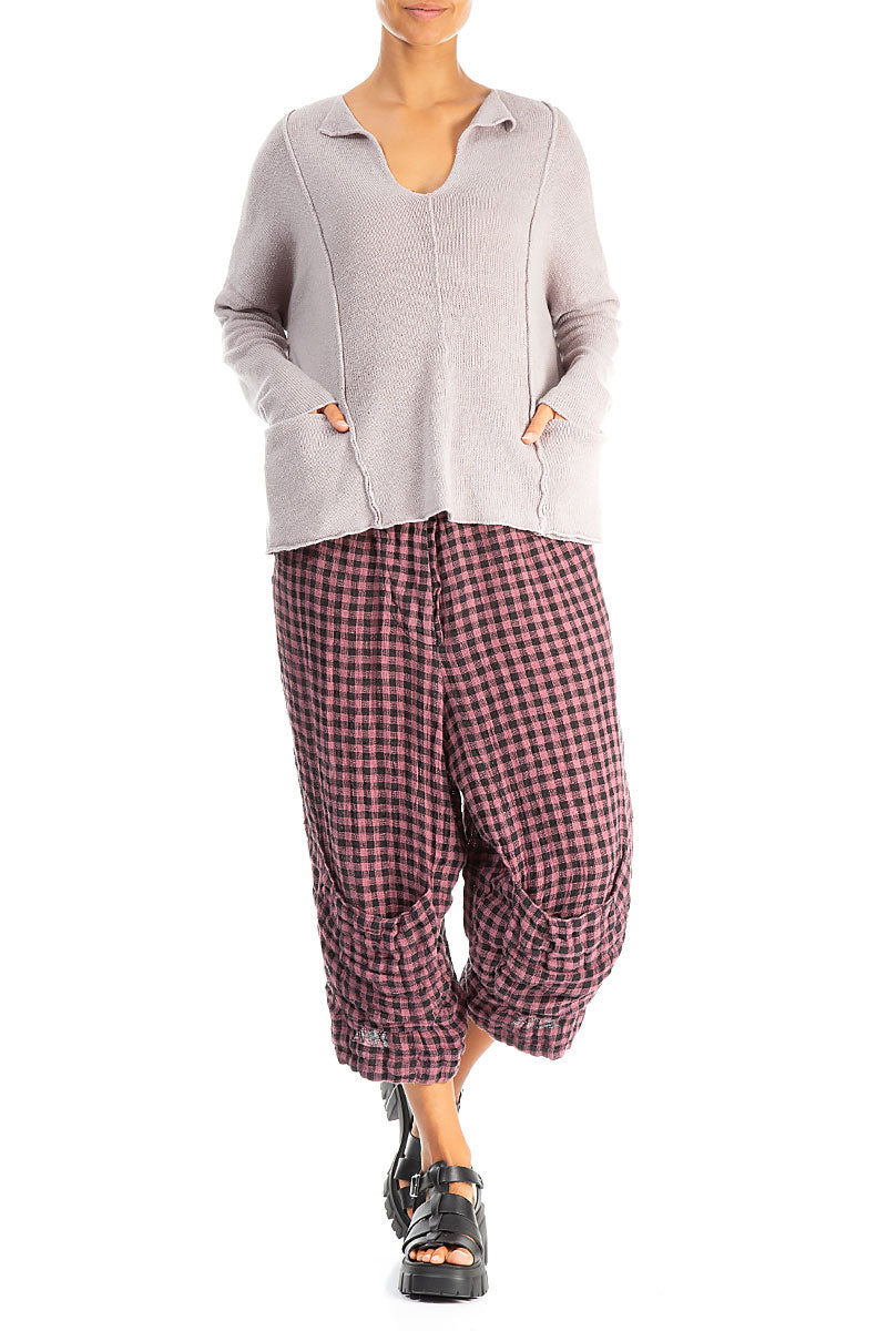 V-Neck Greige Linen Jumper 4