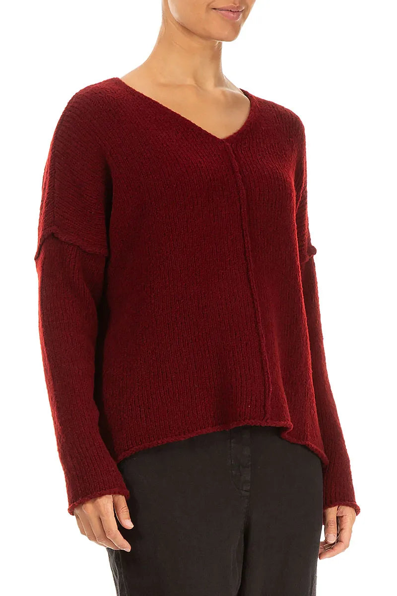 V-Neck Maroon Wool Sweater 3