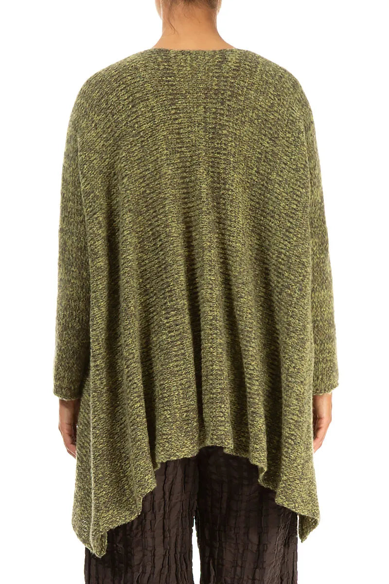 V-Neck Mélange Khaki Wool Sweater 2
