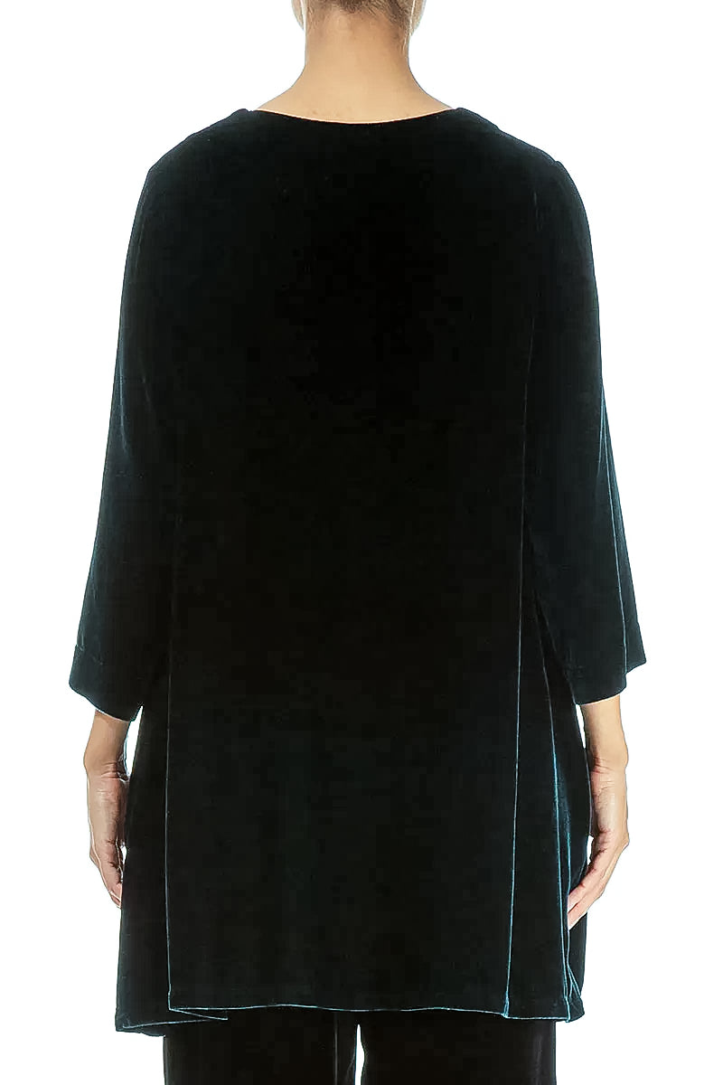 V-Neck Peacock Silk Velvet Tunic 2
