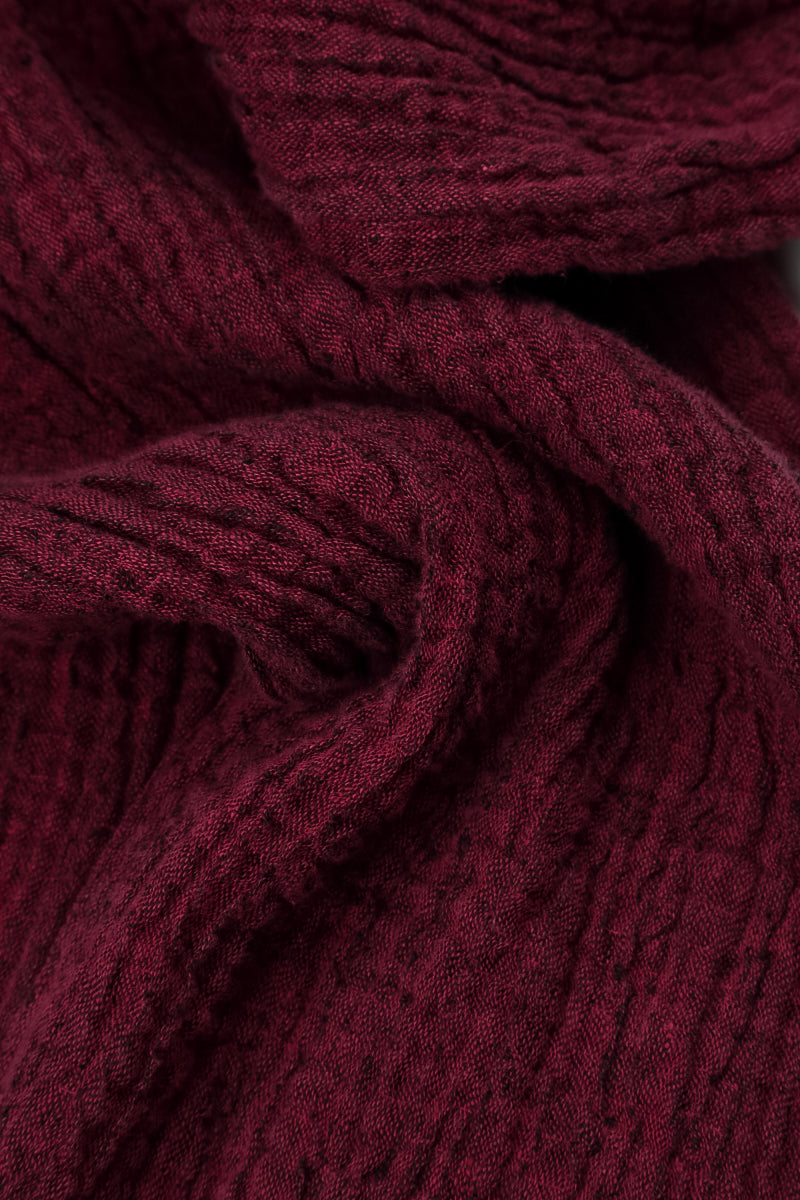 V-Neck Ruby Textured Linen Dress