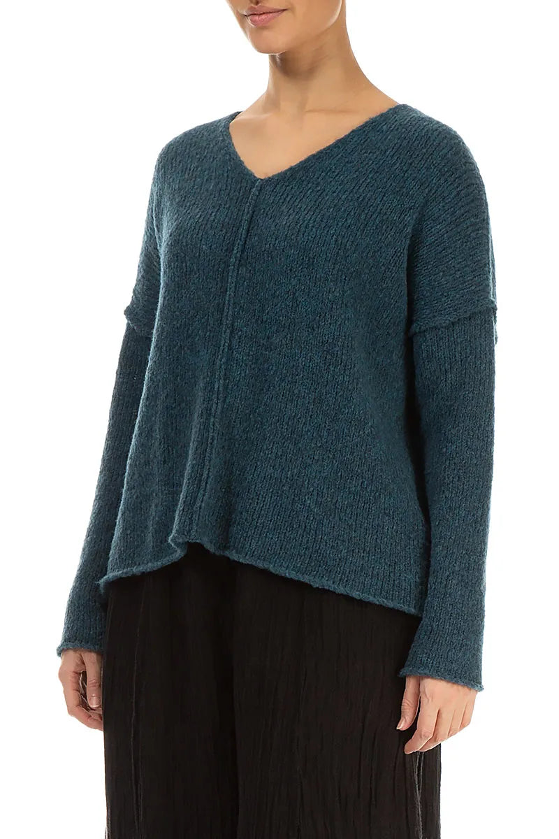 V-Neck Teal Wool Sweater 3