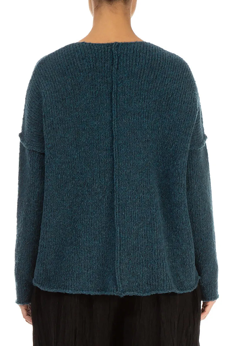 V-Neck Teal Wool Sweater 2