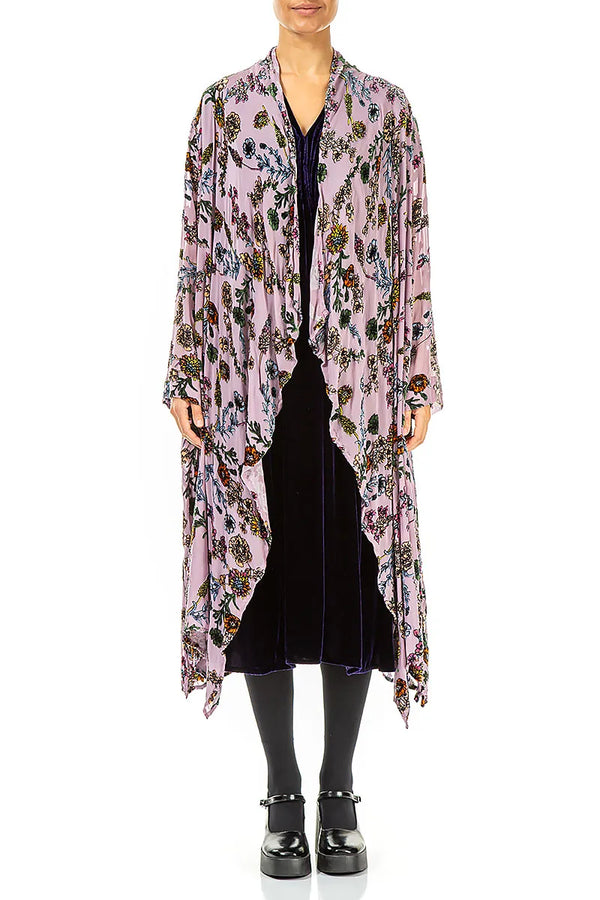 Offene Jacke aus Samt-Blooms-Dévoré-Seide