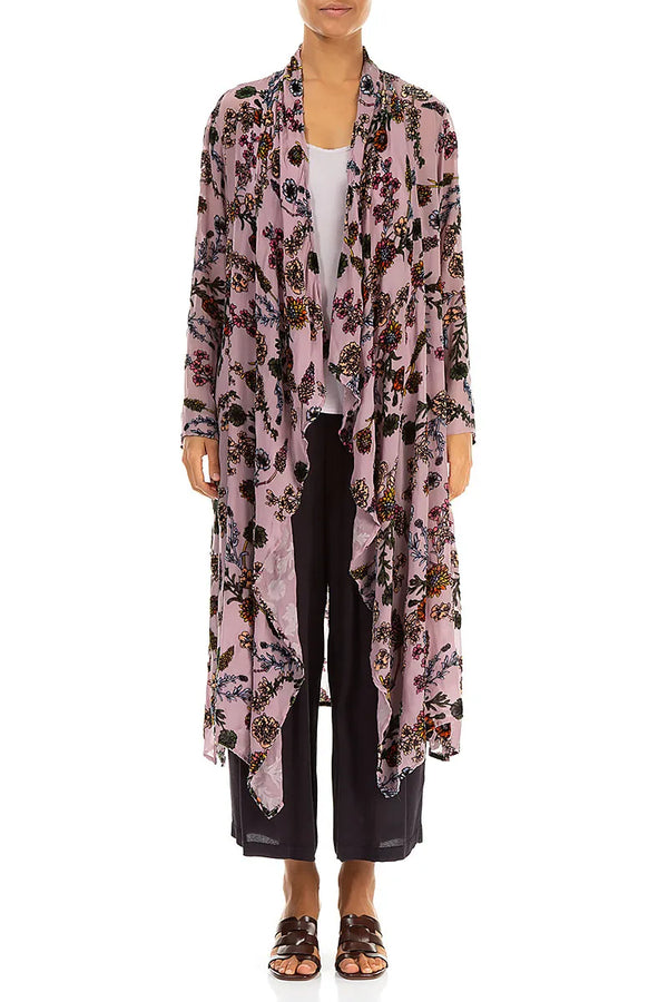 Velvet Blooms Devoré Open Silk Jacket 1