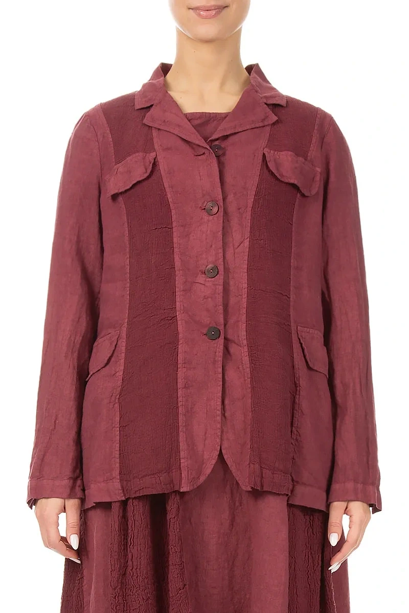 Vertical Line Antique Ruby Linen Jacket