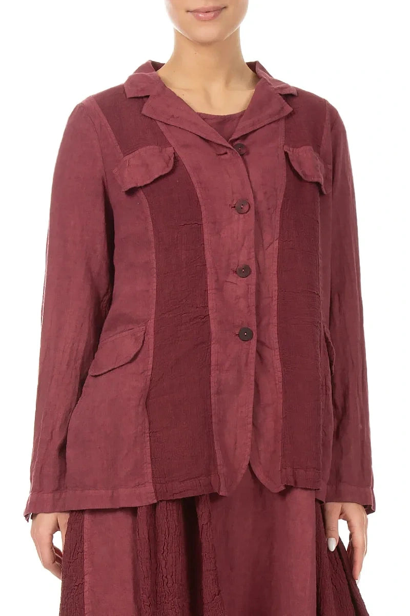 Vertical Line Antique Ruby Linen Jacket