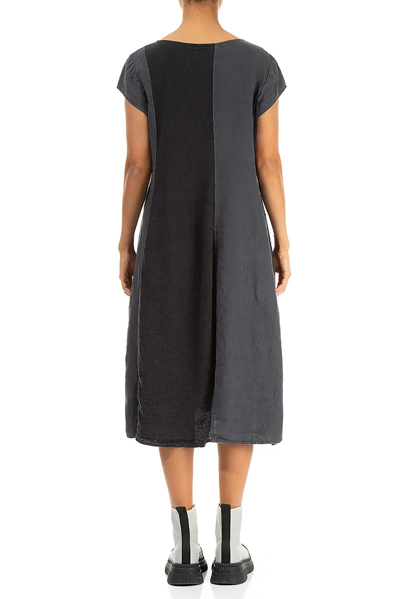 Vertical Line Graphite Linen Dress 3