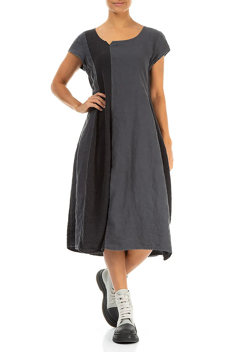 Vertical Line Graphite Linen Dress 5