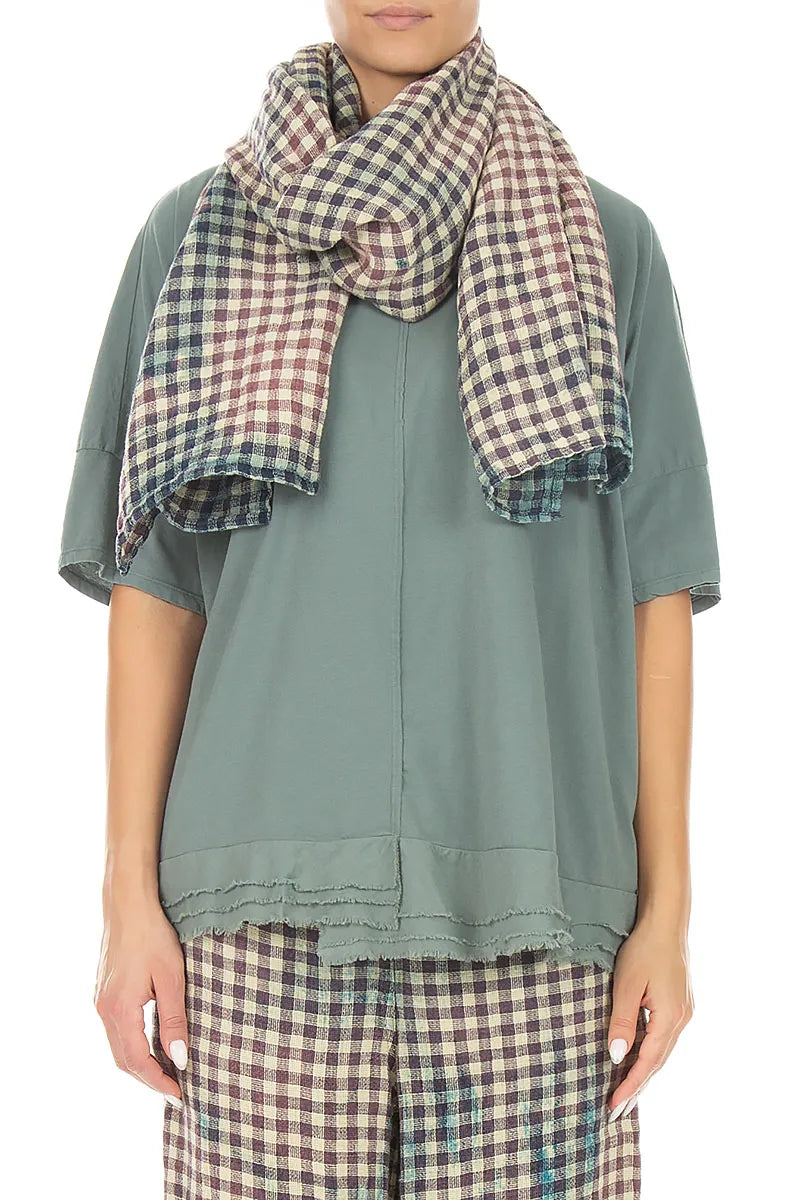 Écharpe en lin à carreaux vintage