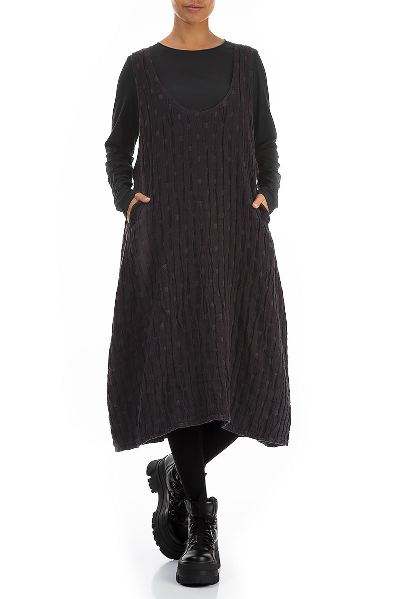 Vintage Violet Textured Linen Pinafore Dress 4