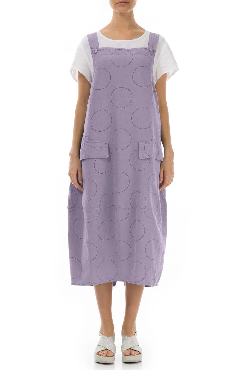 Violet Tulip Bubbles Silk Linen Dungaree Dress