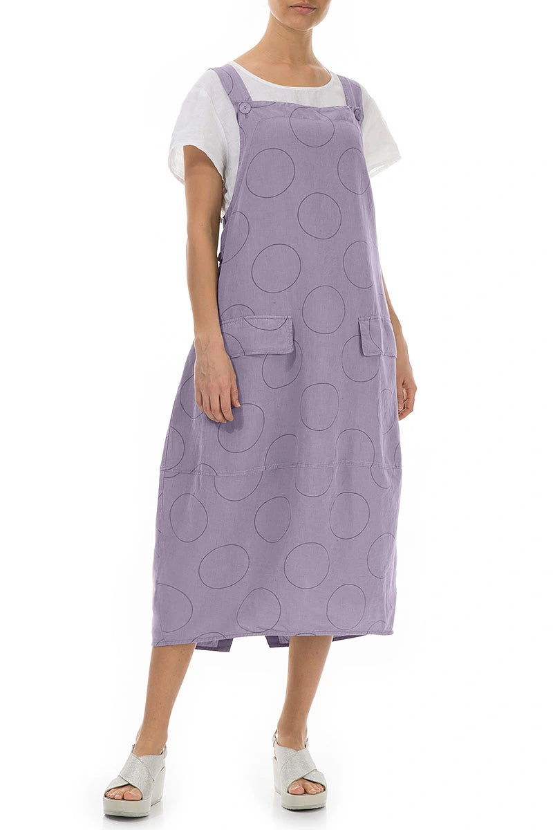 Violet Tulip Bubbles Silk Linen Dungaree Dress 3