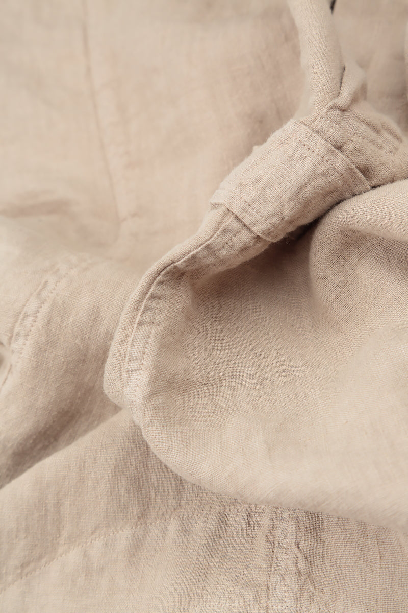 Waist Detail Sleeveless Beige Linen Dress