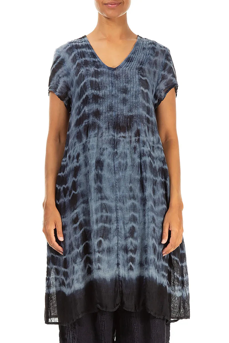 Washed Out Black Gauze Linen Tunic Dress 1