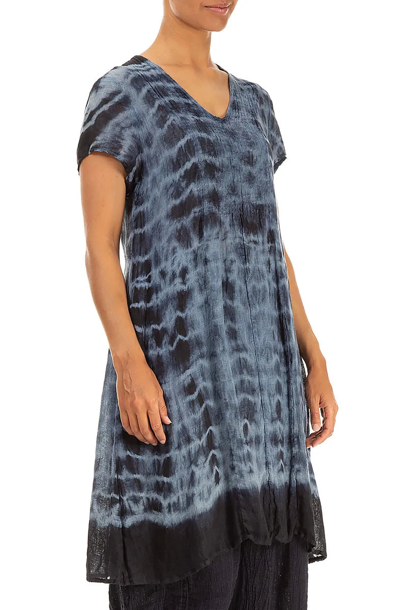 Washed Out Black Gauze Linen Tunic Dress 3