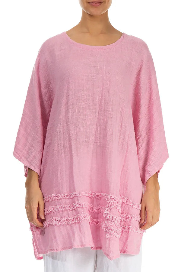 Decorated Taffy Pink Linen Tunic 1