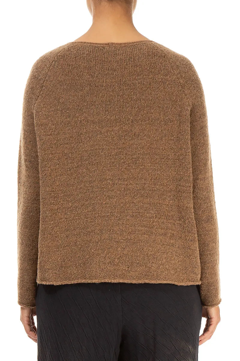 Wavy Seam Caramel Wool Sweater 2