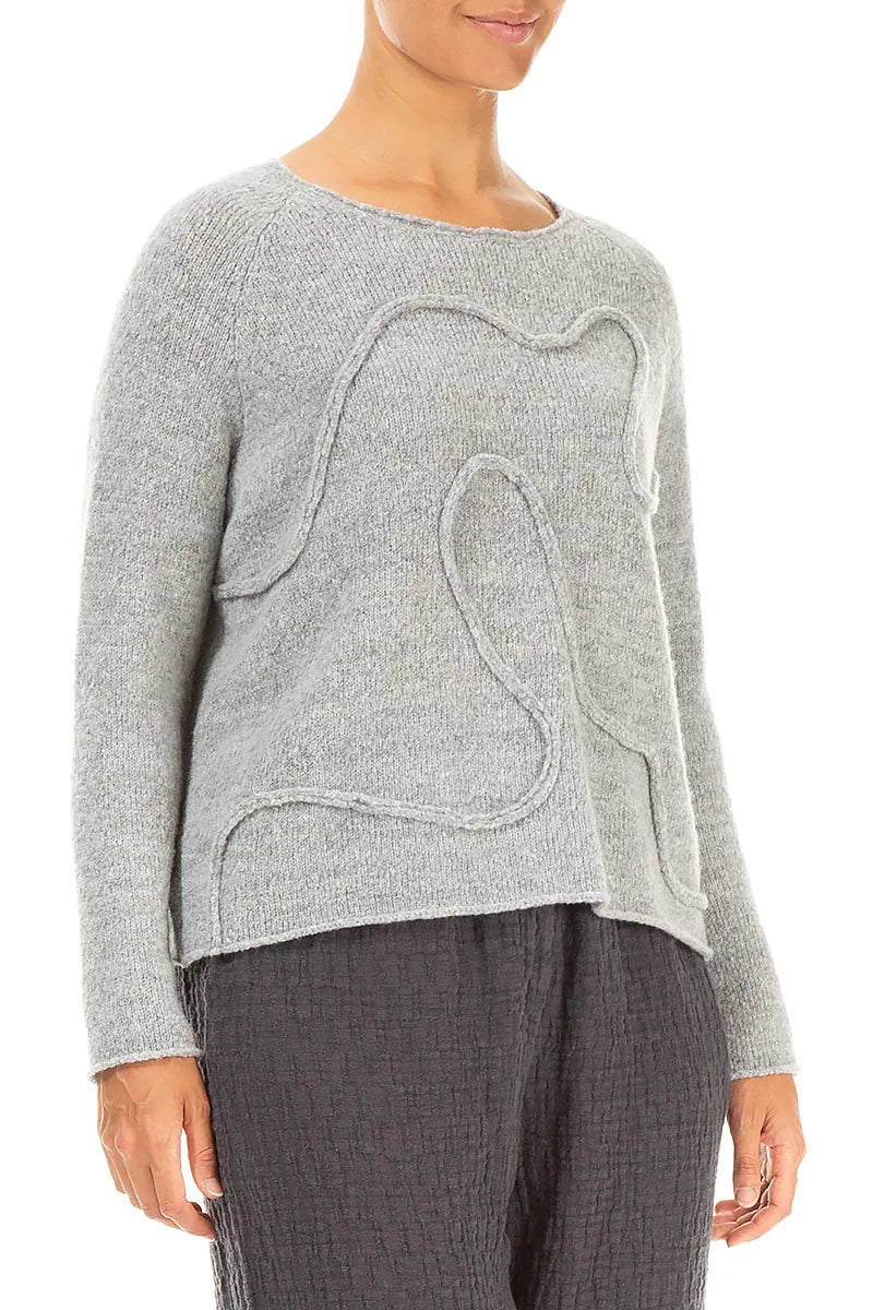 Wavy Seam Light Grey Wool Sweater 3