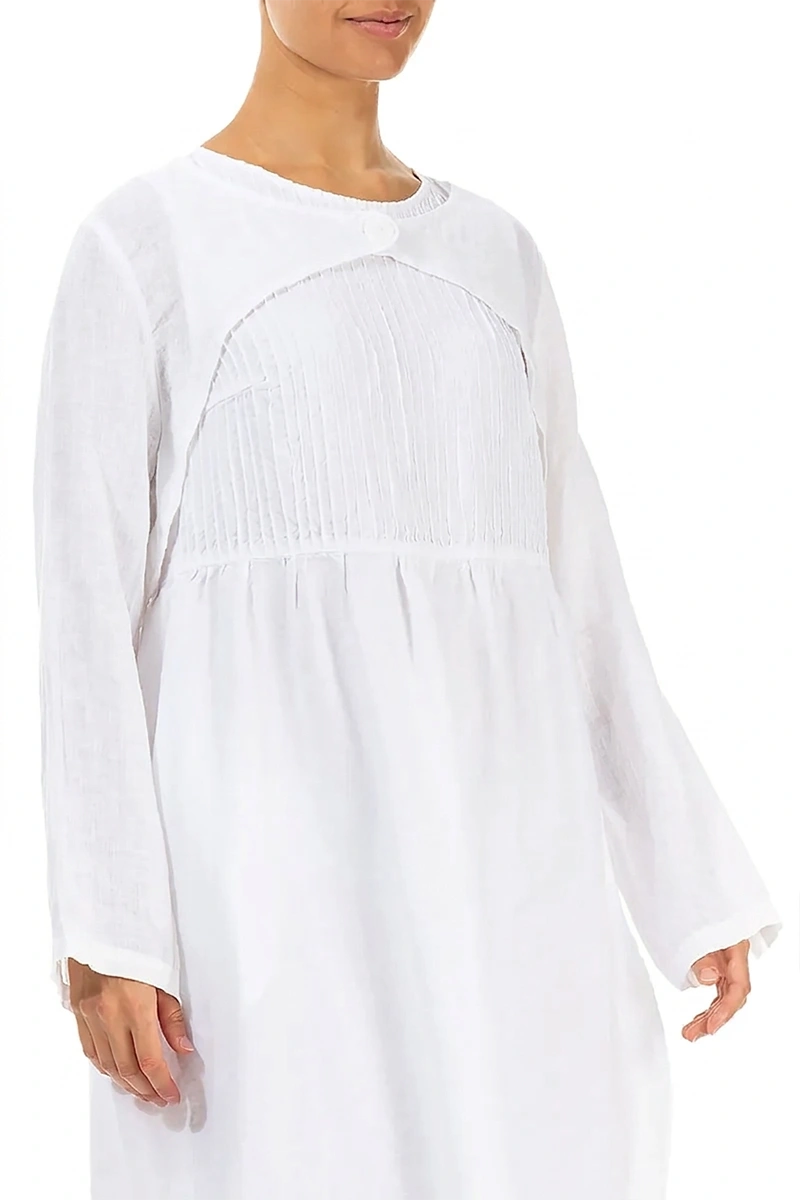 White Gauze Linen Overlay Jacket