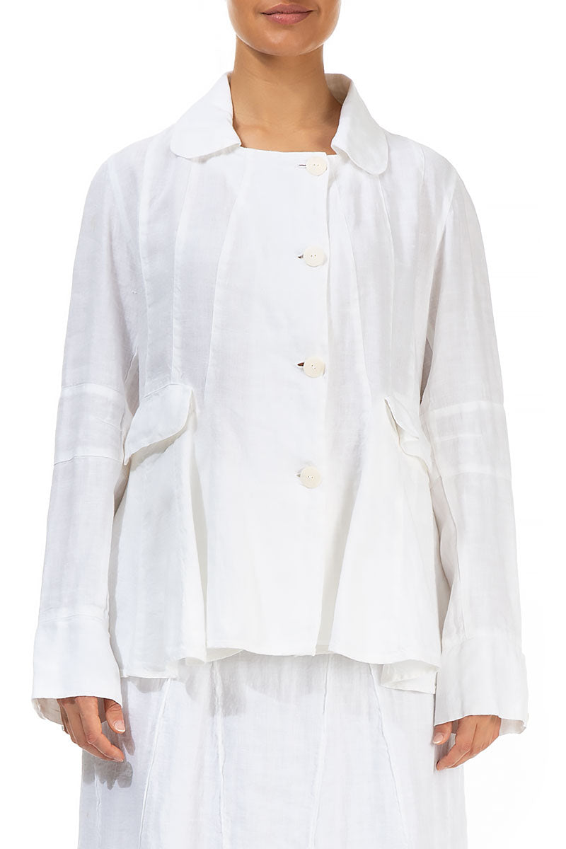 White Peplum Linen Jacket