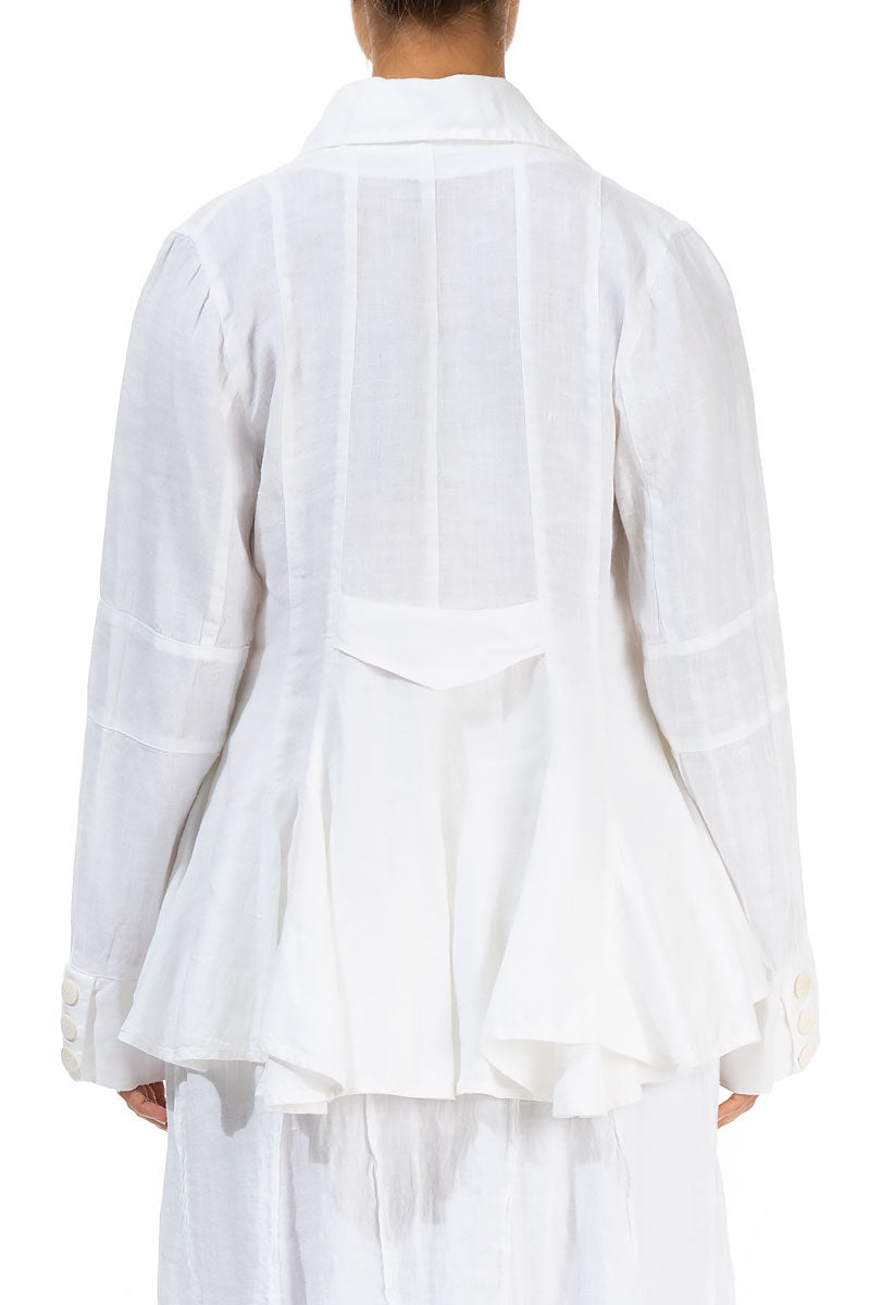 White Peplum Linen Jacket 2