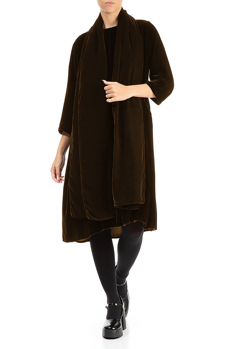 Wide Aged Copper Silk Velvet Scarf