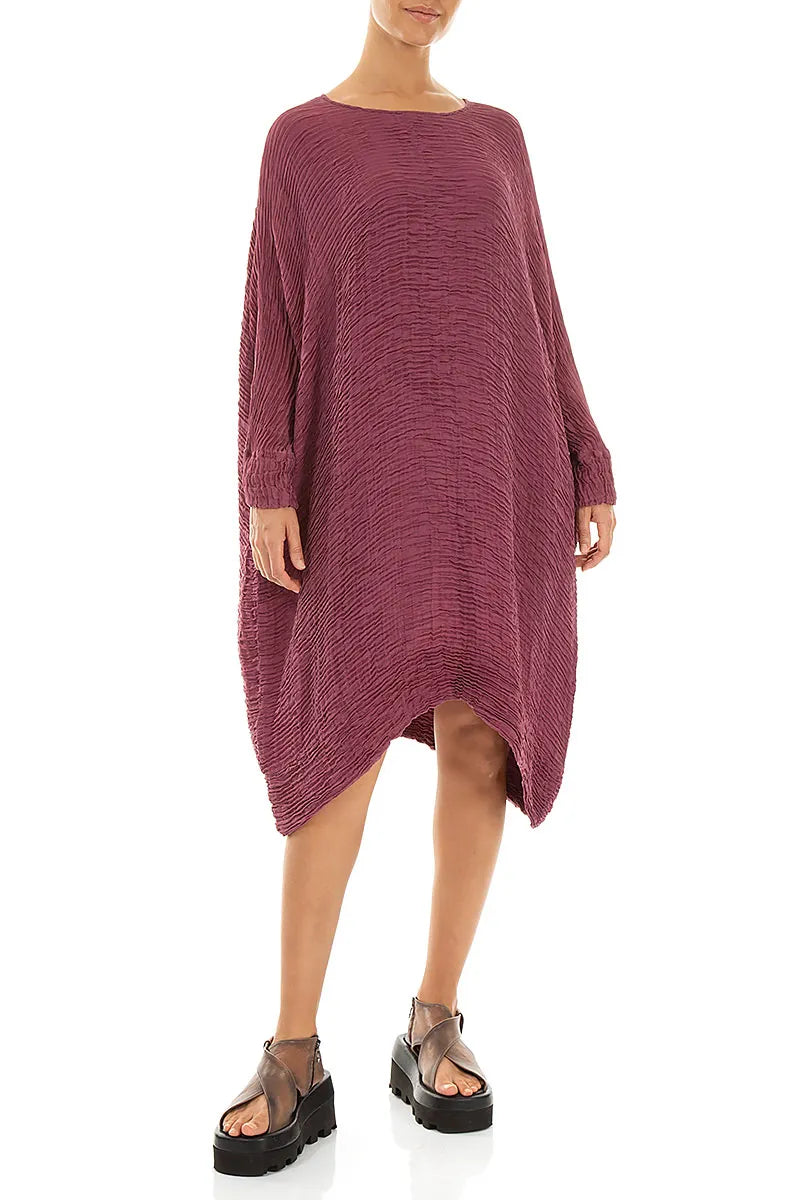 Wide Antique Ruby Plissé Silk Kaftan Dress