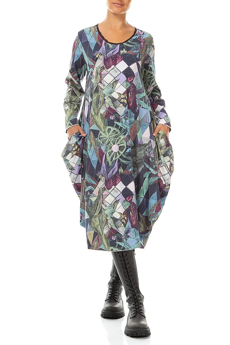 Wide Art Mosaic Cotton Dress