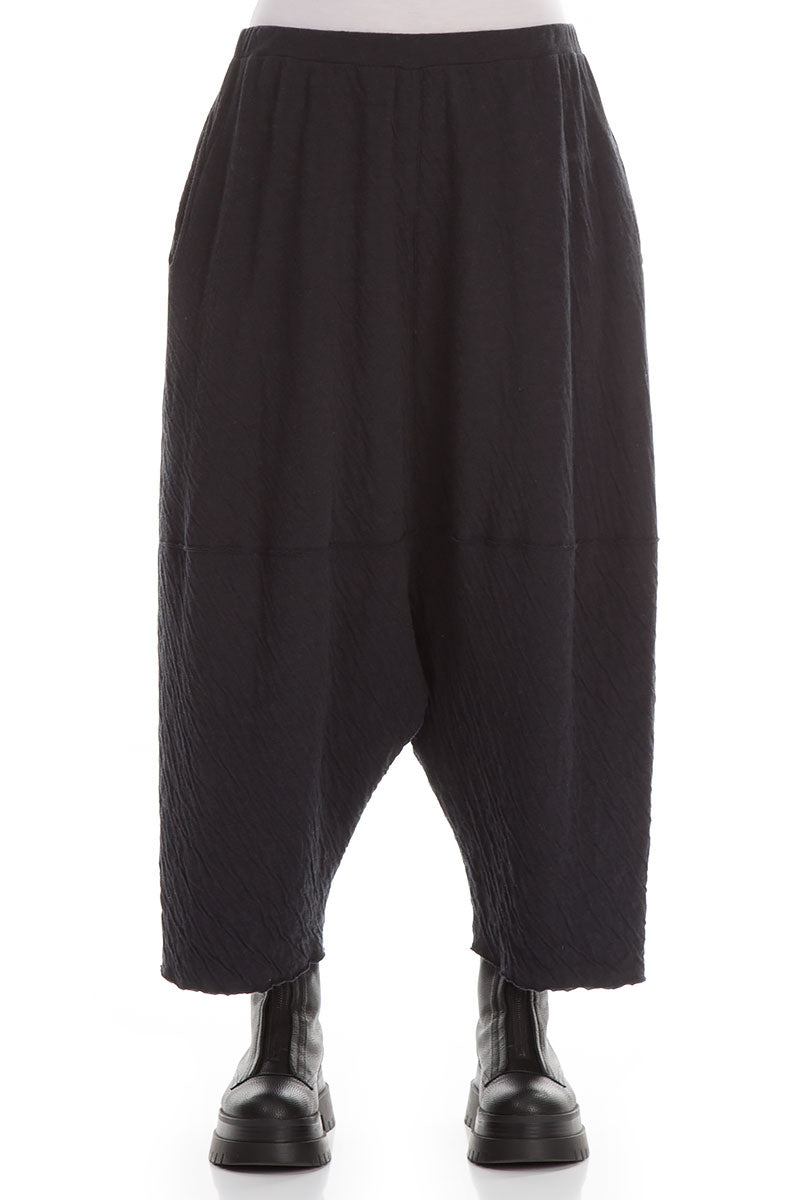 Wide Baggy Black Grey Wavy Cotton Trousers 1