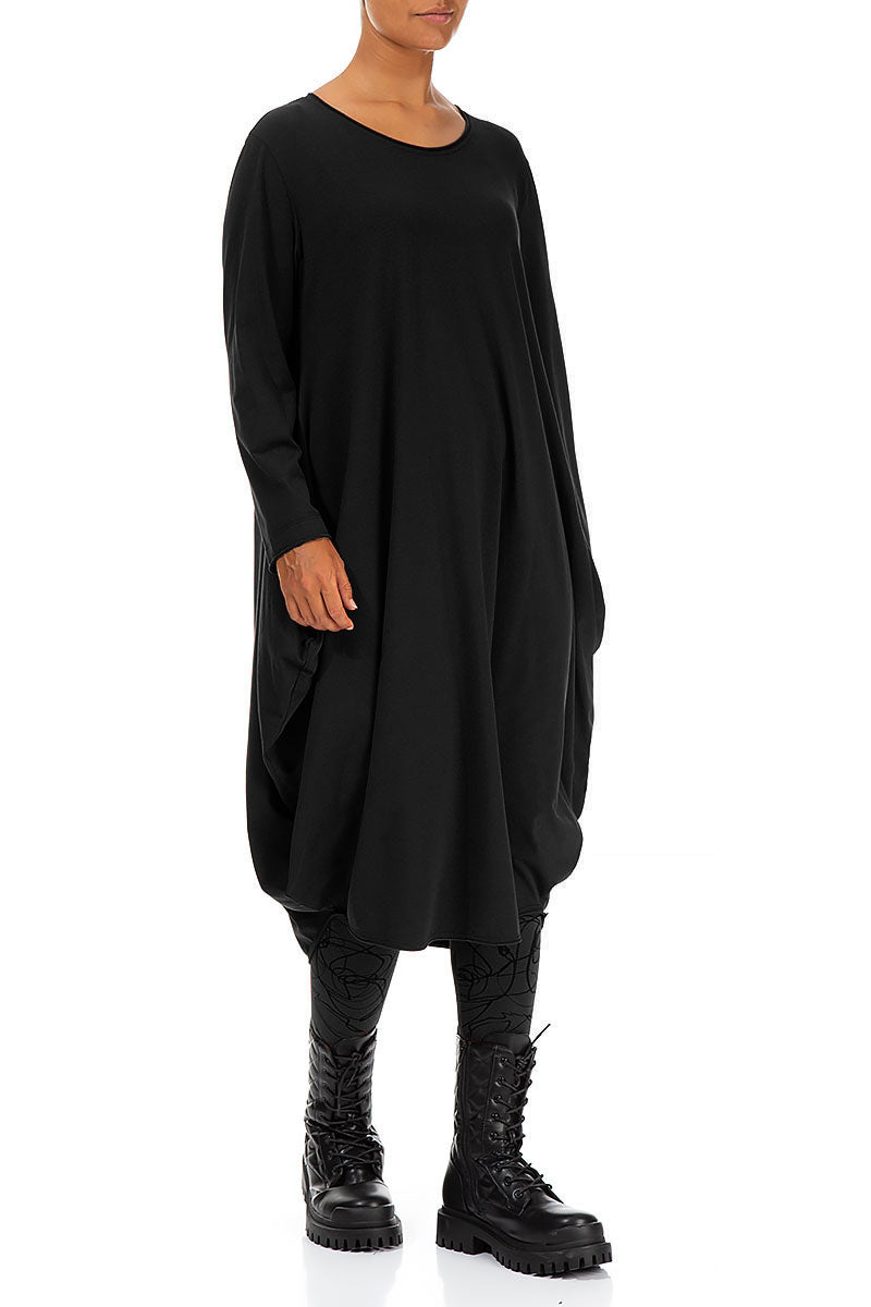 Wide Black Cotton Dress 3