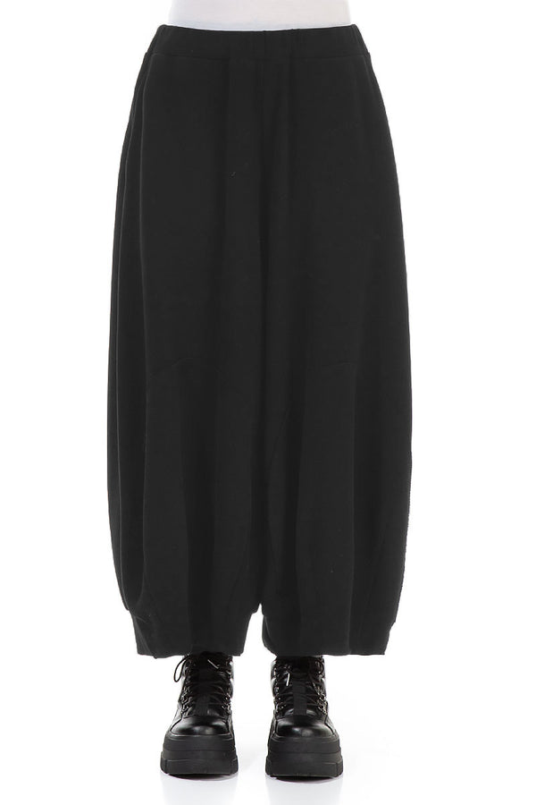 Wide Black Cotton Jersey Trousers 1