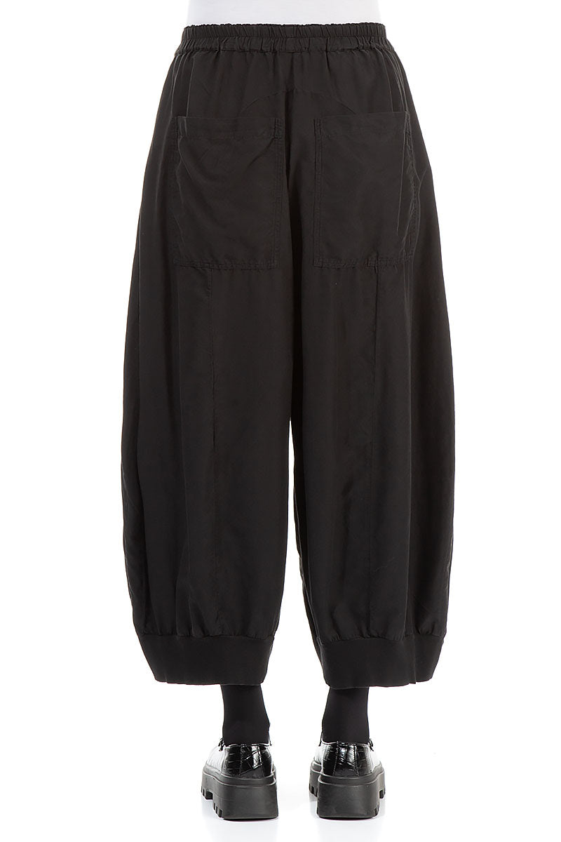 Wide Black Silk Cotton Trousers 2