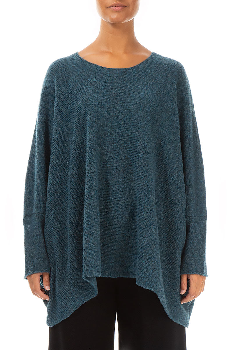 Wide Boxy Teal Wool Sweater 1