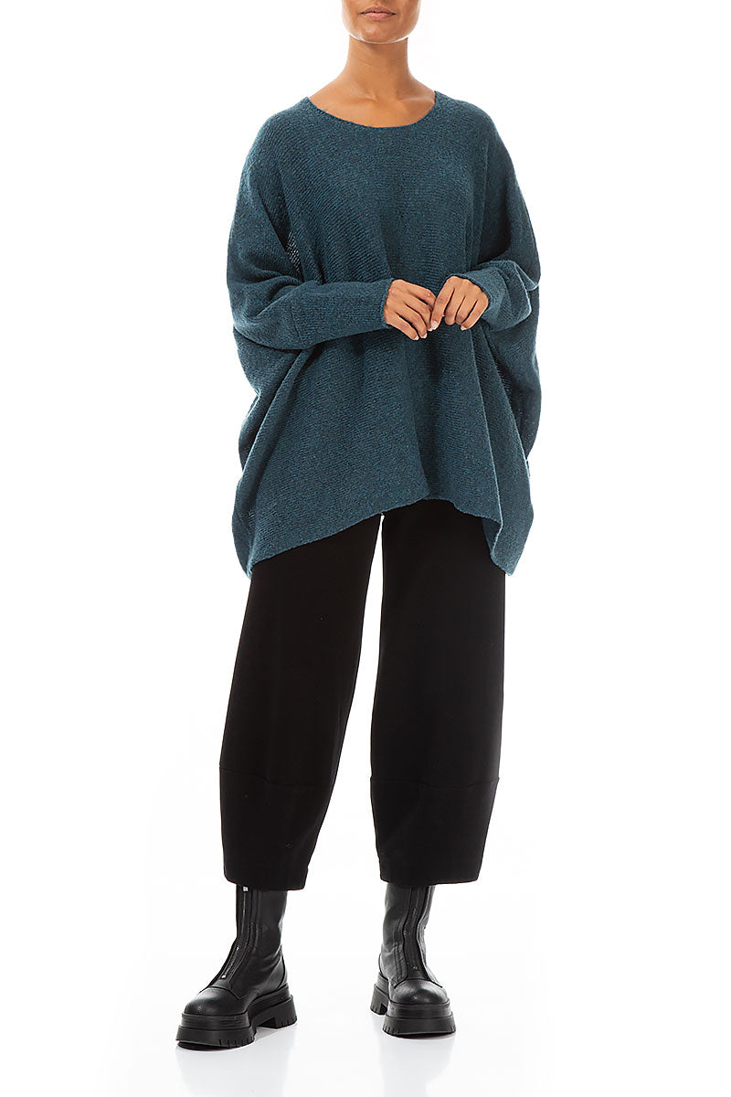 Wide Boxy Teal Wool Sweater 4