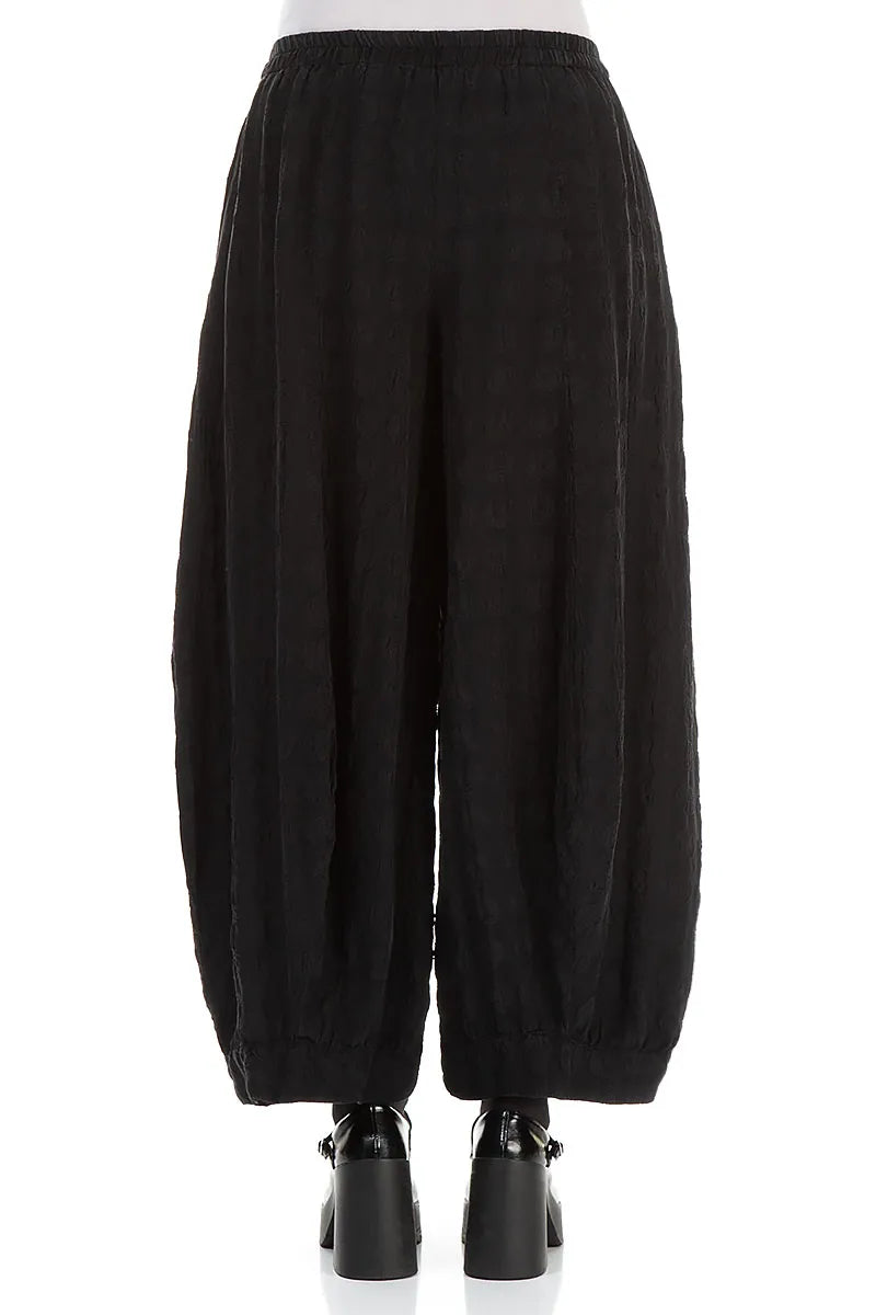 Wide Bubble Black Silk Trousers 2