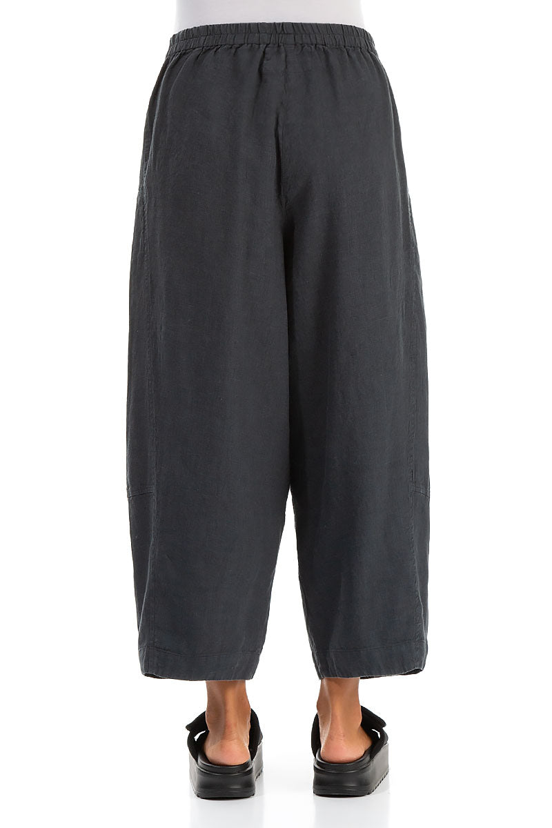 Wide Cropped Graphite Linen Trousers 2