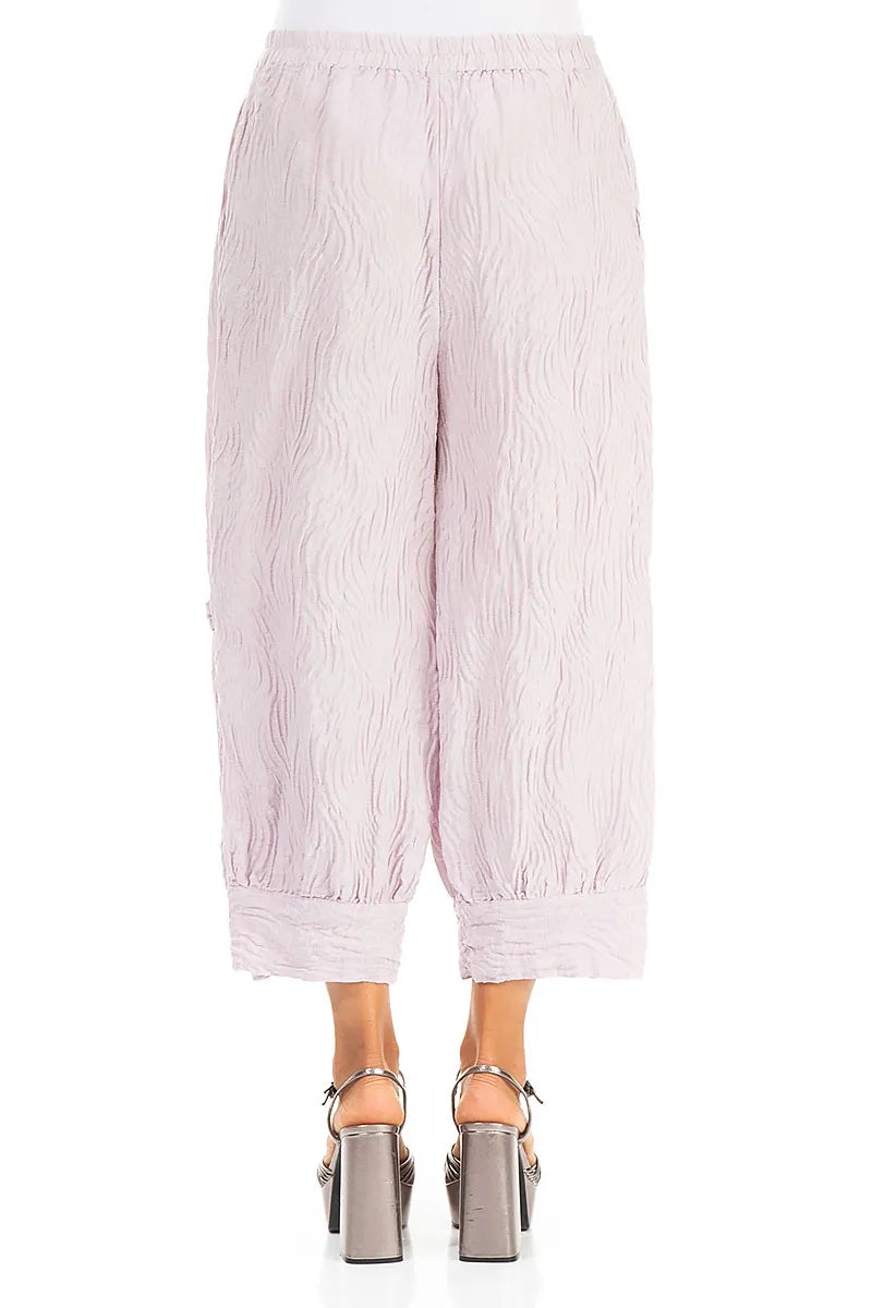 Wide Cropped Lilac Wavy Silk Trousers 2