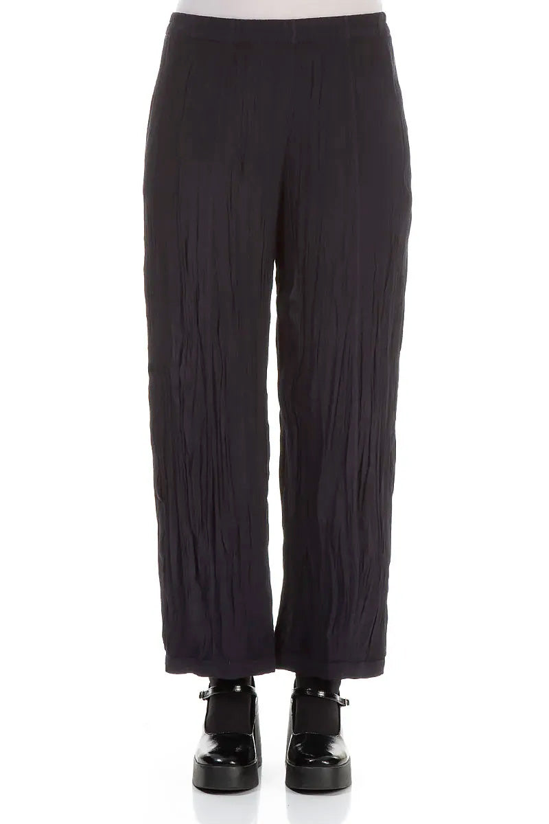 Graphite Blue Crumpled Viscose Trousers 1